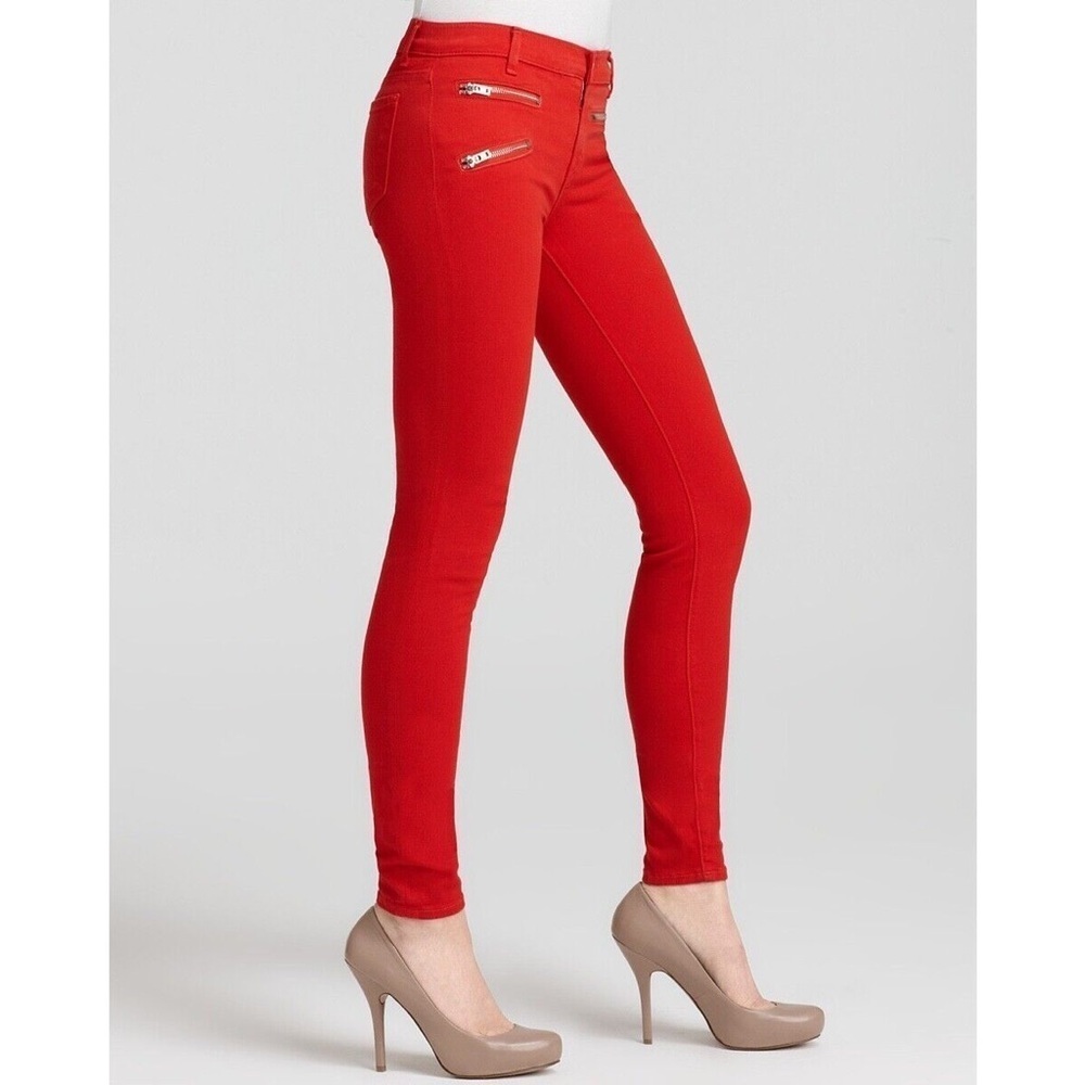 J Brand Great Red Skinny Corduroy Zipper Pants